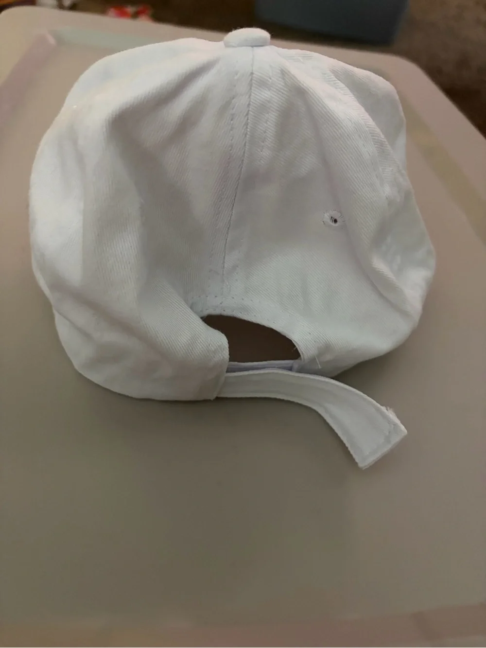 White Baseball Cap with Pink Palm Tree & Crescent Embroidery